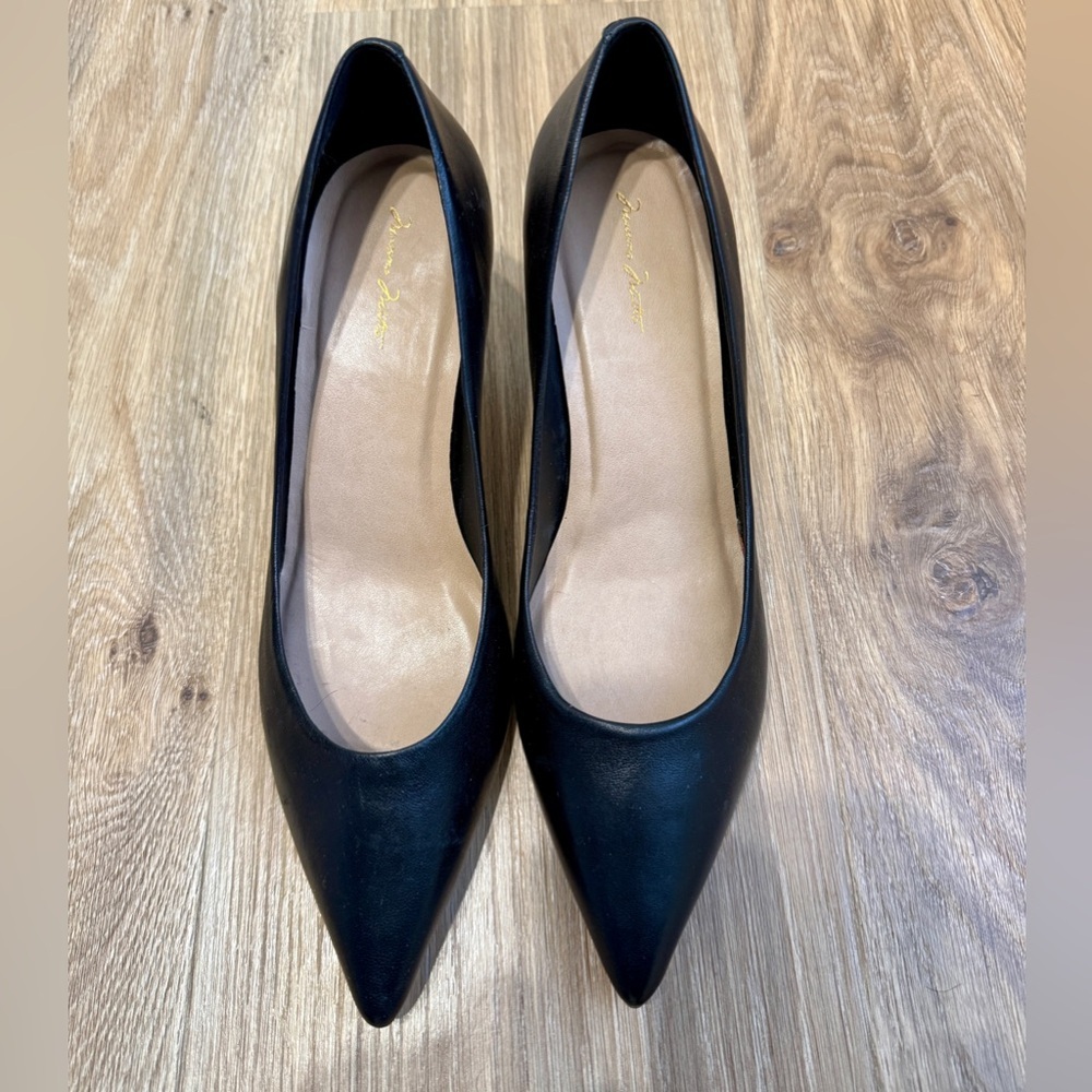 Massimo Matteo Celeste Black Leather Pumps Size 11M LNC